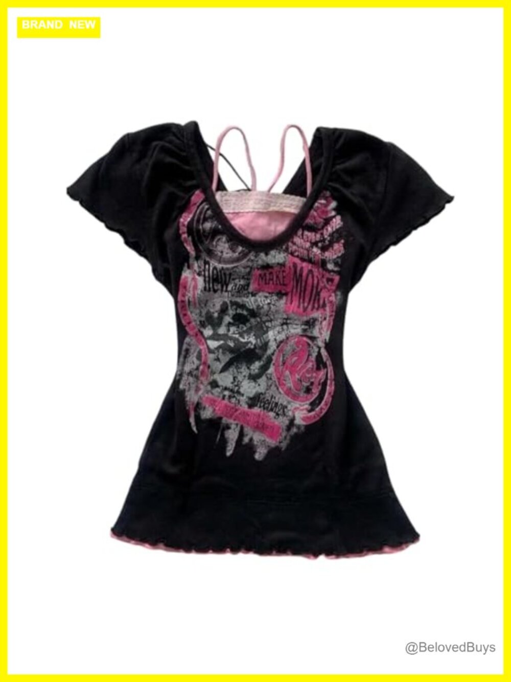 Y2K Grunge Emo Graphic Print T-Shirt Short Sleeve